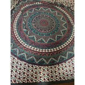 Earthbound Trading Co. Tapestry Cotton Floral Elephant Fabric 90x 82" Large